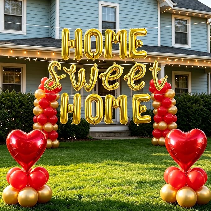 TONIFUL Gold 16 Inch Home Sweet Home Letter Balloon Set - Image 4