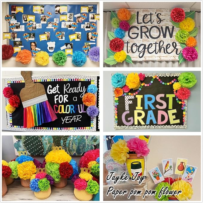 20pcs Colorful Paper Pom Poms Set - Image 5