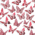 SAOROPEB 3D Butterfly Wall Decor 48 Pcs Blood Red Butterfly Decorations | 4 by SAOROPEB