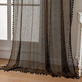 WAZZIO Boho Lace Curtains 63 Inches 2 Panel, Light Filtering Privacy Tassel & by WAZZIO