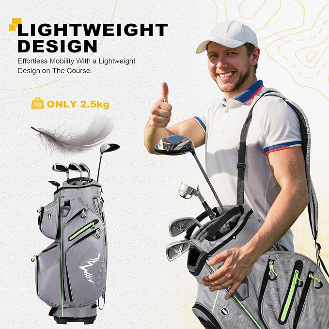 Golf Cart Bag, 15 Way Organizer Divider Top with Handles and Rain Cover