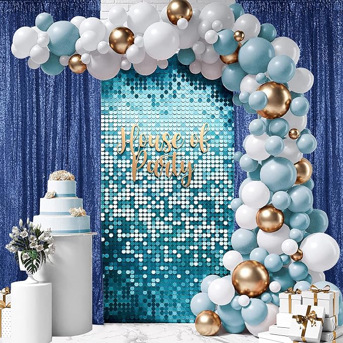 Hahuho Navy Sequin Backdrop Curtain, Party Decoration（1 Panels, 4FT x 8FT - Image 5