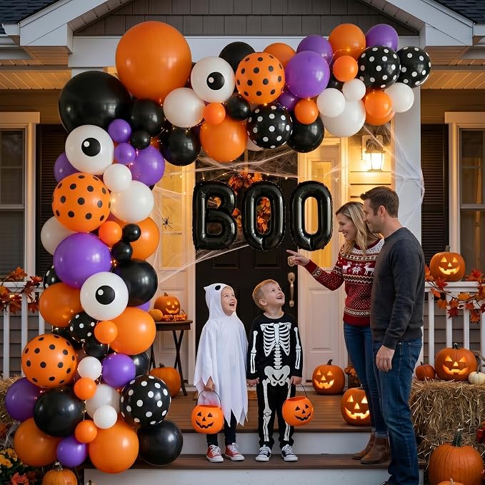 Halloween Balloon Arch Garland Kit, Spooky Party Decorations Background Supplies - Image 3
