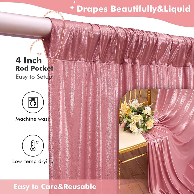 30x10ft Shimmer Rose Gold Sequin Backdrop Curtain - Image 6