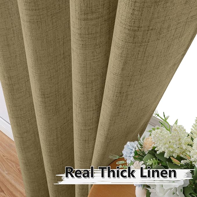 Tollpiz Short Linen Tier Curtains Rod Pocket Semi Sheer Half Kitchen Curtain - Image 3