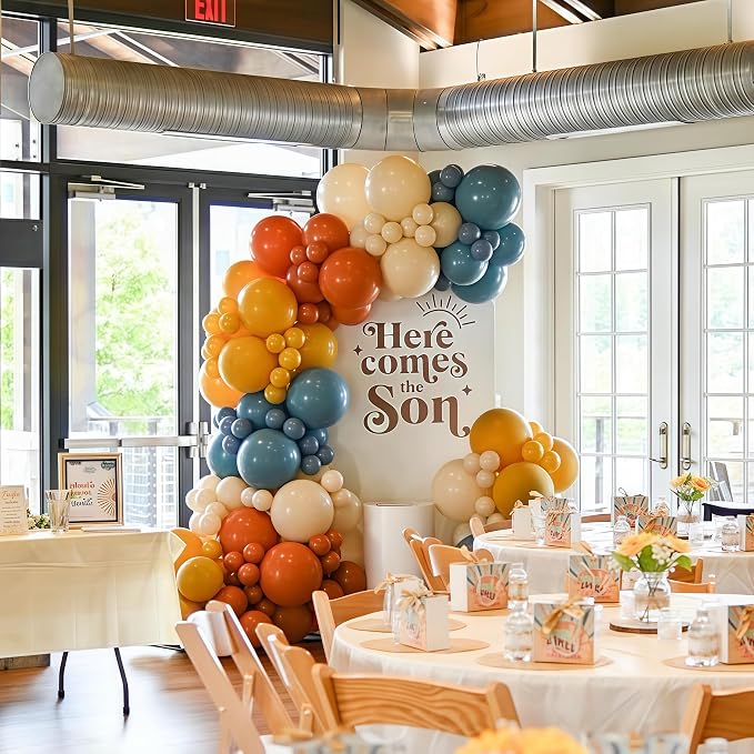 Here Comes the Son Balloon Arch Garland Kit, Slate Blue and Beige Balloon - Image 6