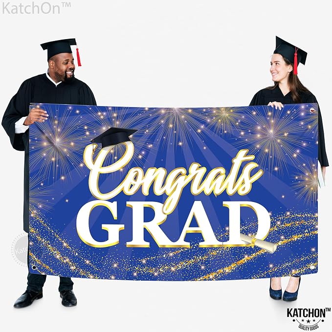 KatchOn Graduation Decorations 2026 Congrats Grad Banner 72x44 Inch | Blue - Image 3
