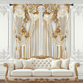 White Gold Golden Vintage Elegant No Living Room Bedroom Window Curtains | 42"W by Riyidecor