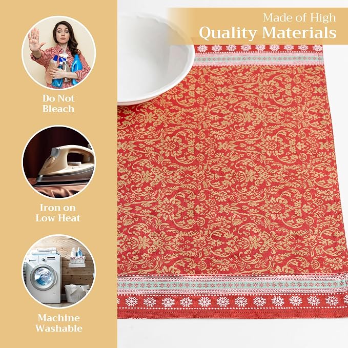 Maison d' Hermine Placemats Set of 4 Reusable 100% Cotton | Cloth Place Mats - Image 3
