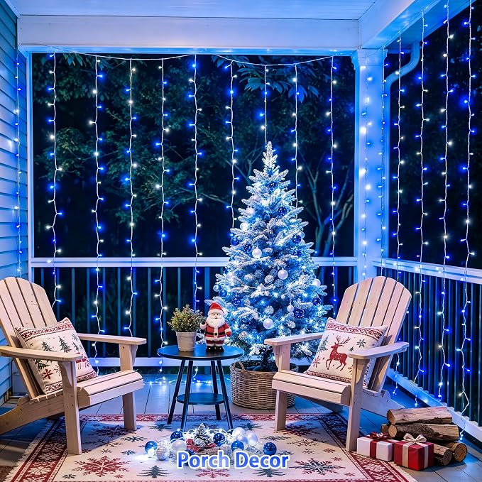 JMEXSUSS 200 LED USB Curtain Lights Blue and White | Remote Curtain Christmas - Image 3
