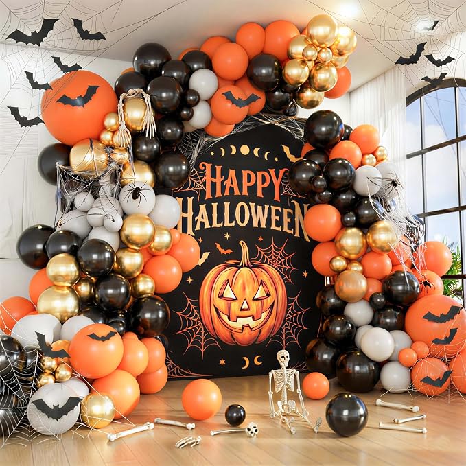 Halloween Balloon Arch Garland Kit, Spooky Party Decorations Background Supplies by Jenlion