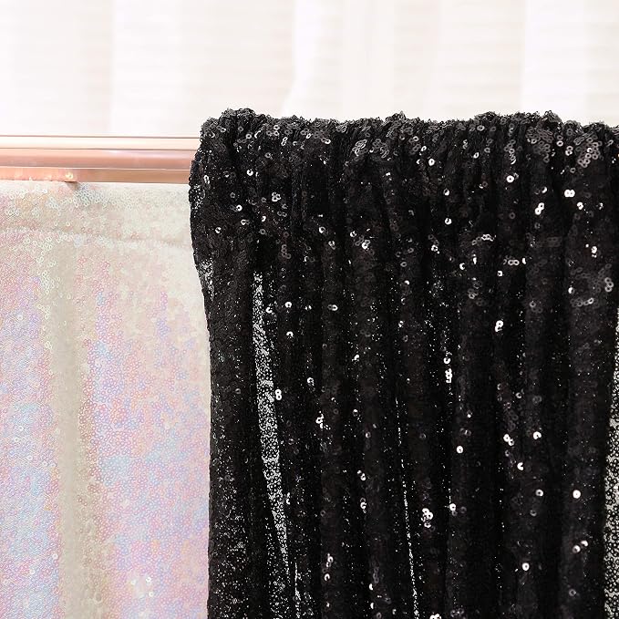 Poise3EHome Black Sequin Backdrop Curtains, 2 Panels 2FTx8FT Glitter Photo - Image 5