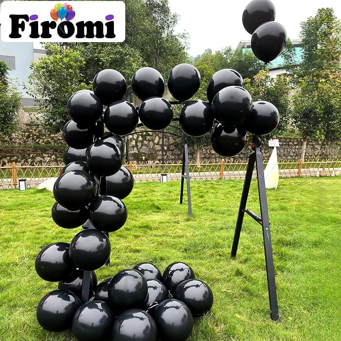 Firomi Shiny Party Black Balloons 12-inch 100 Pack | Metallic Thicken Big - Image 4