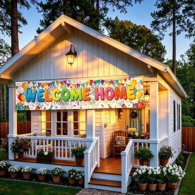 Welcome Home Banner Sign for Front Door Porch, 6x1.3 ft Long Narrow Welcome - Image 5