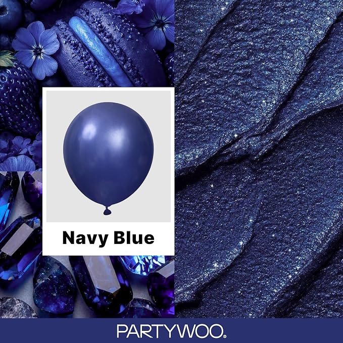 PartyWoo Navy Blue Balloons 145pcs Dark Blue Color Different Sizes | 18 12 10 5 - Image 2