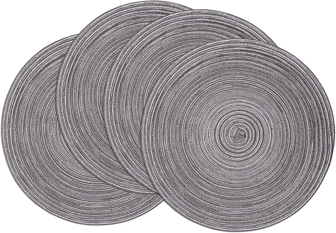 SHACOS Round Placemats Set of 4 Round Braided Placemats 15 inch Cotton by SHACOS