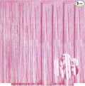 5 Pack Pink Foil Curtain Backdrop 3.2ft x 9.8ft Metallic Tinsel Foil Fringe by Ohiyoo