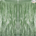 Matte Sage Green Tinsel Foil Curtains Backdrop Party Decorations | 2 PCS by Unknown