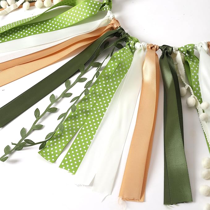 Greenery Ivory Gold Ribbon Garland - Image 6