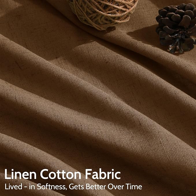 Tobacco Brown Linen Curtains 72 inch Length - Image 4