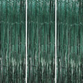 Voircoloria 3 Pack 3.3 x 8.2 ft Retro Green Foil Fringe Backdrop Curtains by Voircoloria