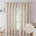 Tollpiz Short Linen Curtain Bedroom Rod Pocket Semi Sheer Curtains Burlap Light by Tollpiz