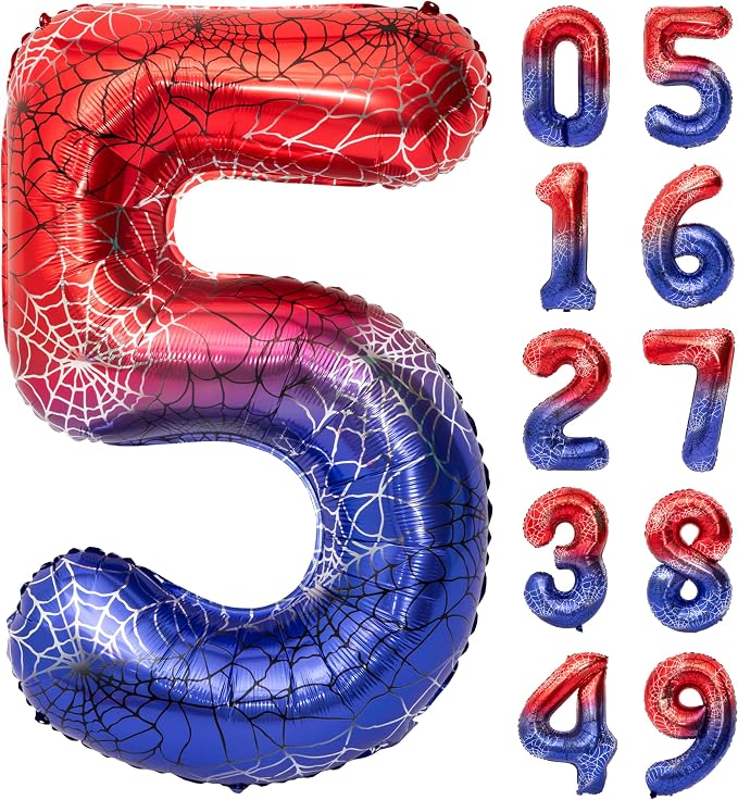 40 In Red And Blue Birthday Theme Large Number 5 Balloon | Giant Large Helium by Exquisitehighqualitypartydecorationstomeetyoureveryneed%EF%BC%81