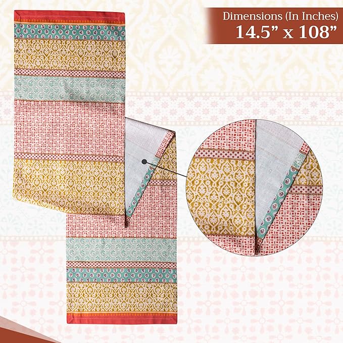 Maison d' Hermine Table runner 100% Cotton Single Layer Table Runners 108 inches long Decorative for Home Kitchen Dining Party Baby Shower Wedding Bridal Shower Spring Summer (Provence, 14.50" x 108")