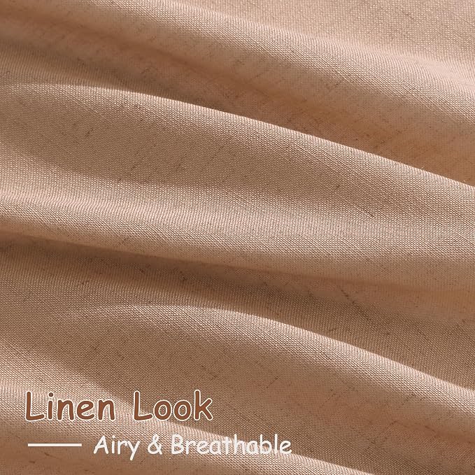 Peach Linen Curtains 96 Inches Long Set - Image 3