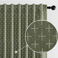 MIULEE Patterned Farmhouse Linen Curtains, Back Tab, Olive Green | Linen by MIULEE