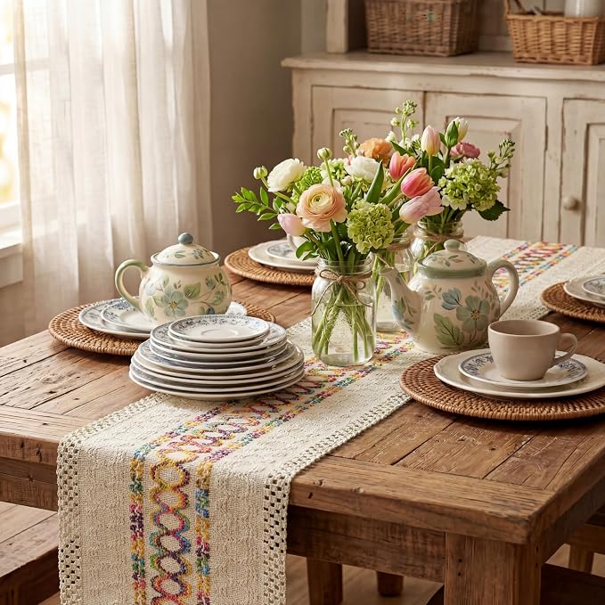 Artoid Mode Colorful Farmhouse Rustic Table Runner 12x90 Inch | Holiday Hollow - Image 4