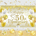 50th Wedding Anniversary Decorations Banner White Gold Happy 50th Anniversary by RUMIA-YourEverydayLuxury