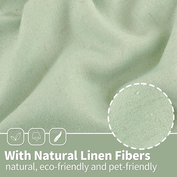 YoungsTex Sage Linen Curtains for Living Room Spring Decor, Light Green Light - Image 7