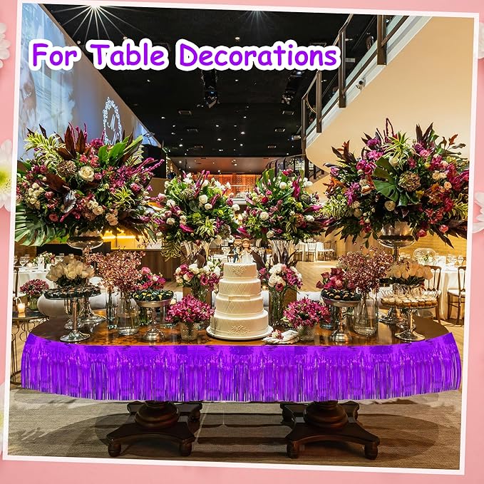 4 Pack 10 Feet Glitter Purple Parade Float Decorations for Trailer Car, Glitter Foil Fringe Metallic Tinsel Streamers Banner Garland for Graduation Homecoming Birthday Party (Glitter-Purple)