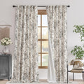 jinchan Floral Linen Blackout Curtains Lined 102 Inch Back Tab 2 Panels | by JINCHAN