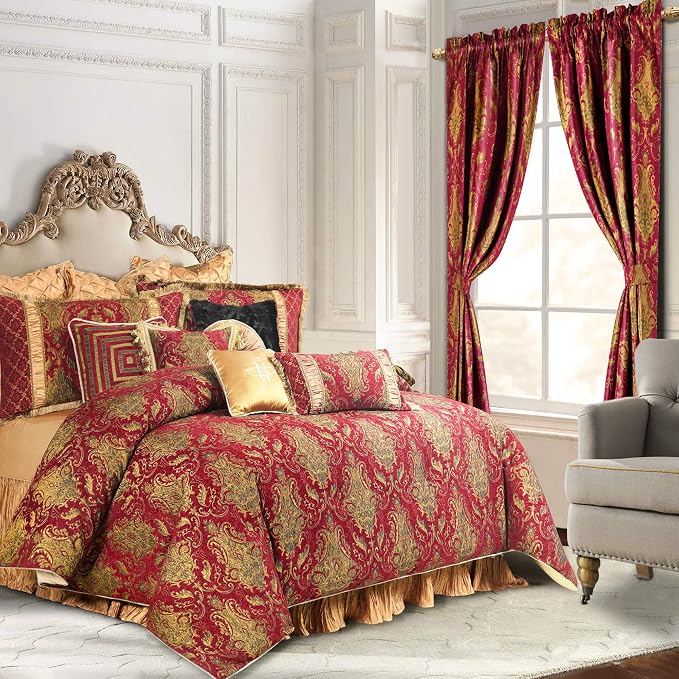 Loom and Mill Luxury Red Damask Curtains - Image 2