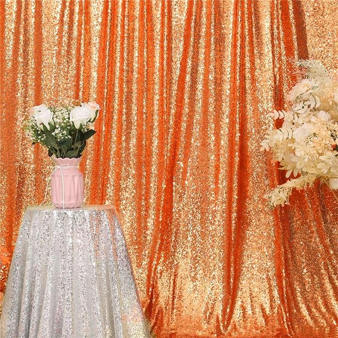 Eternal Beauty Orange 3mm Sequin Backdrop 20x10 Ft - Image 8