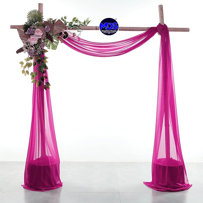 MDS Halloween Chiffon Draping Fabric - 2 Panel, 30" Wide x 100ft Long - Sheer Spooky Arbor & Canopy Drapery for Haunted House Backdrops, Party Ceilings, DIY Costumes & Themed Events - Magenta