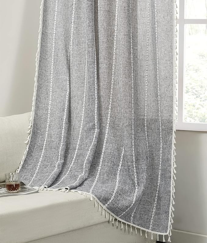 RoomTalks Dark Gray Boho Farmhouse Curtains by RoomTalks