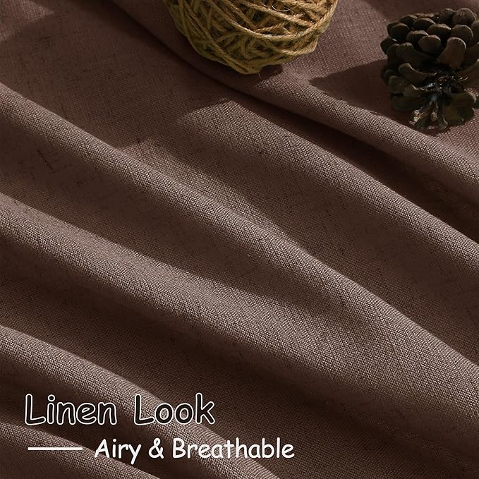 Mocha Mousse Curtains 84 Inch Length 2 Panels Set Back Tab Rod Pocke tLinen - Image 5