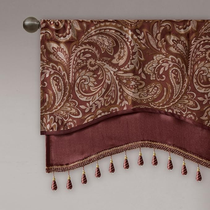 Madison Park Faux Silk Paisley Jacquard, Rod Pocket Curtain - Image 3
