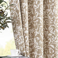 Taupe Floral 100% Blackout Curtains 96 Inch Vintage Grommet 2 Panels | Room by Vangao