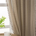 WAZZIO Boho Lace Curtains 72 Inches 2 Panel, Light Filtering Privacy Tassel & by WAZZIO