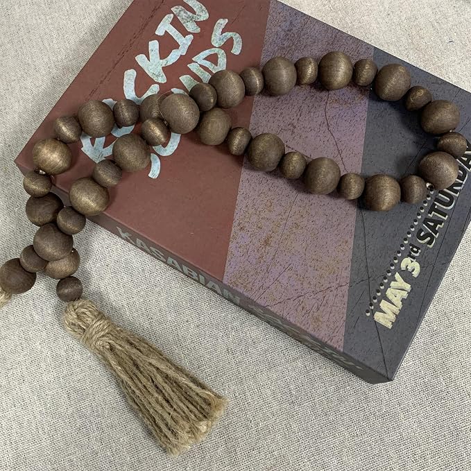 Handcrafted Farmhouse Wooden Decorative Beads Garland, Table Tray Boho Wood by FenisamDecorYourChoice
