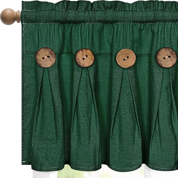 Farmhouse Valance Curtains, Boho Cotton Linen Kitchen Valance, Country Rod by FRAMICS