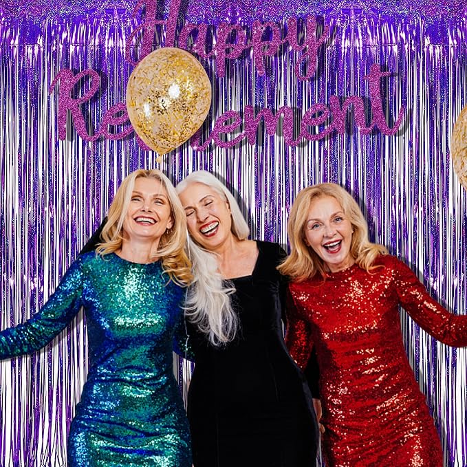 BRAVESHINE Purple Foil Fringe Curtains | Party Streamers Backdrop | 3.2x8.2ft - Image 6