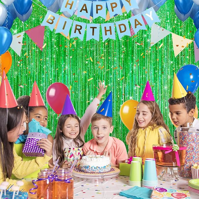 5 Pack 3.3 x 9.9 ft Holographic Green Tinsel Streamers Party Decorations | Foil - Image 6