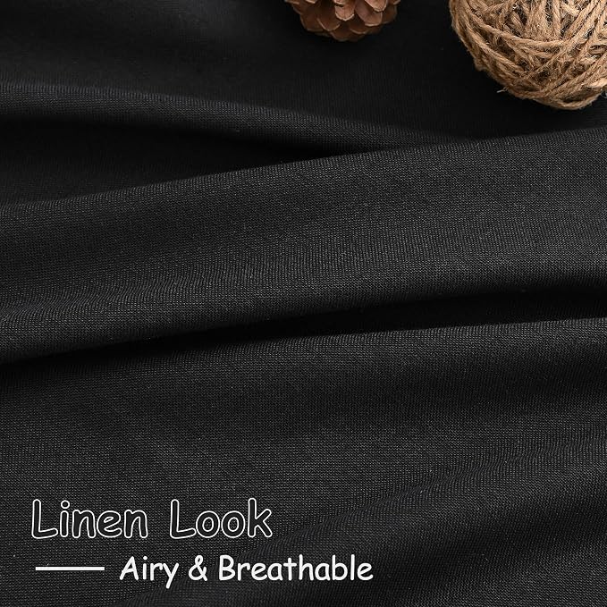Black Semi Sheer Linen Curtains 84 inch Length - Image 6