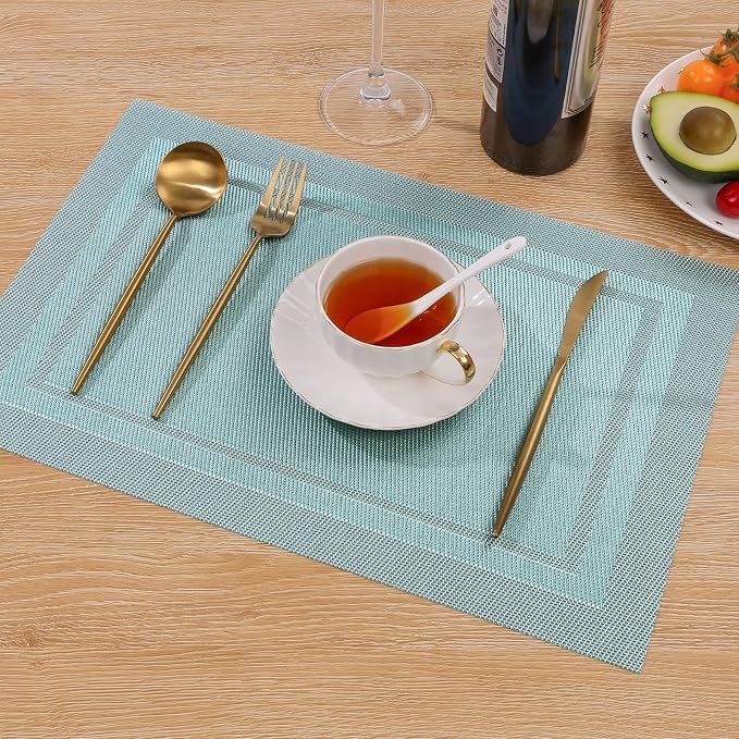SHACOS Woven Vinyl Placemats Set of 6 Wipe Clean Place Mats - Image 6