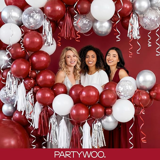 PartyWoo Burgundy Balloons 152pcs Dark Chestnut Red Maroon Color | 18 12 10 5 - Image 5